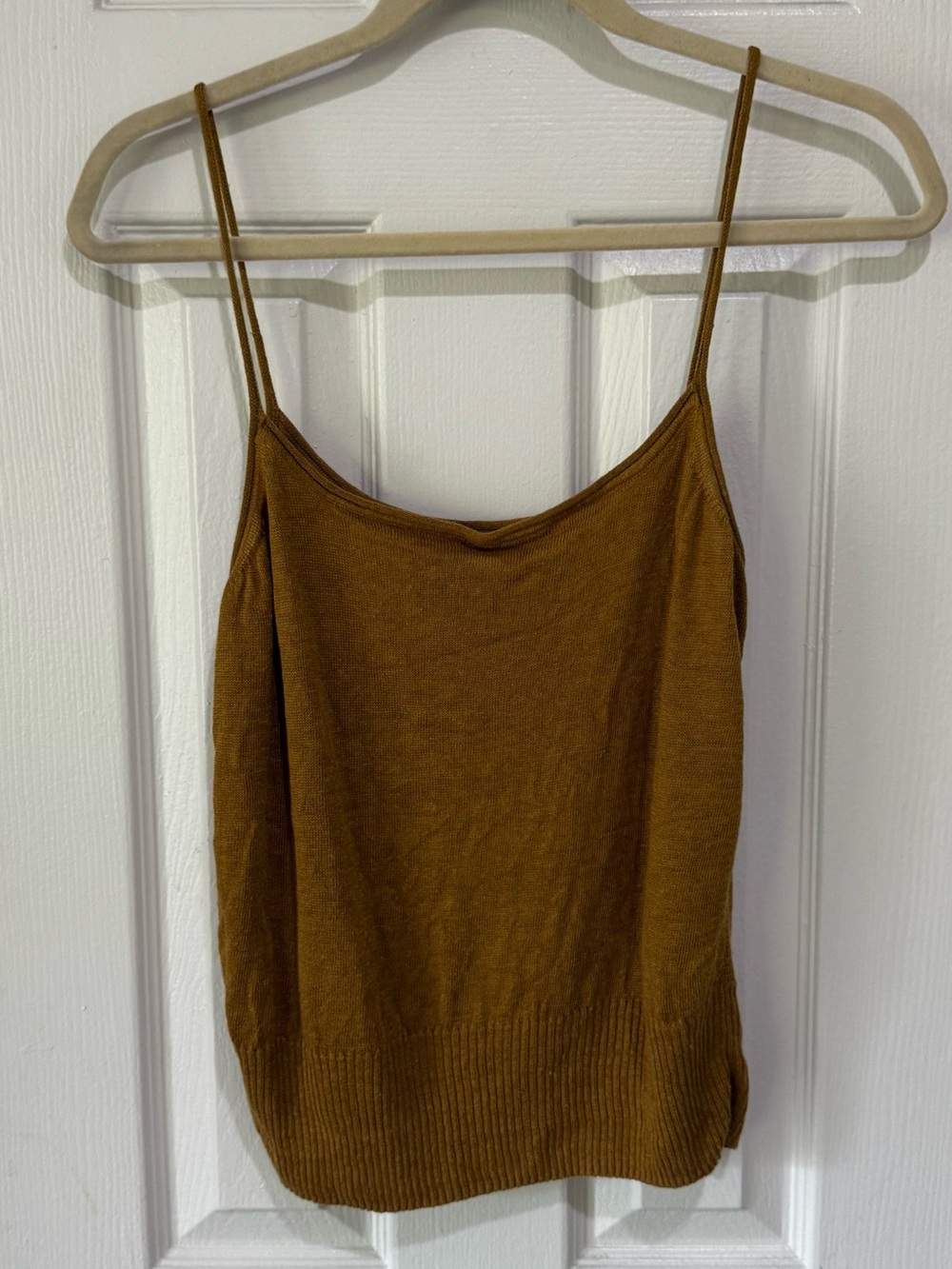 Banana Republic Mustard Yellow Spaghetti Strap Knit Linen Camisole